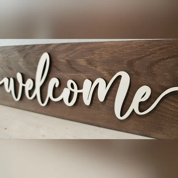 Welcome Back Cursive Sign Accents | Wooden Cursive Welcome Sign Farmhouse Vibes | Poshmark